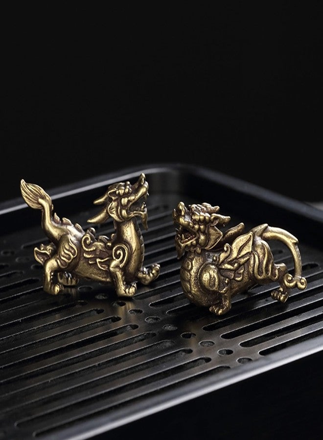 qumHmup Dragon Feng Shui Statue 2Pcs - Pixiu Figurine Pair to Attract Money and Good Luck - Indoor & Outdoor Decorative Ornament, Tea Pet Home Decor - Image 5